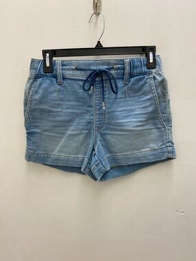Casual Light Blue Denim Drawstring Women's Shorts